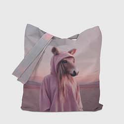 Сумка-шопер Лошадка в худи, цвет: 3D-принт