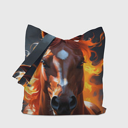 Сумка-шопер Огненная лошадь на темном, цвет: 3D-принт