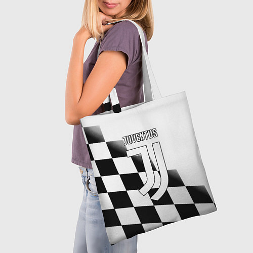 Сумка-шоппер Ювентус клетка краски / 3D-принт – фото 3