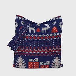 Сумка-шопер Новогодний вязаный паттерн, цвет: 3D-принт