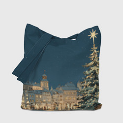 Сумка-шопер Новогодняя атмосфера в городе, цвет: 3D-принт