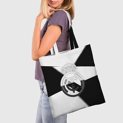 Сумка-шоппер Реал Мадрид геометрия полосы / 3D-принт – фото 3