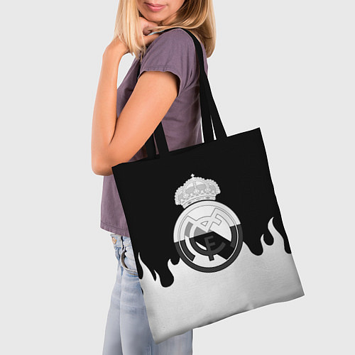 Сумка-шоппер Реал Мадрид огонь белый / 3D-принт – фото 3