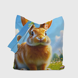Сумка-шопер Солнечный кролик на лугу, цвет: 3D-принт