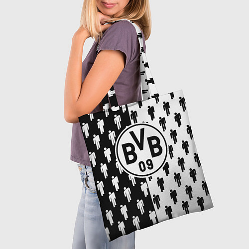 Сумка-шоппер Borussia черно белые люди / 3D-принт – фото 3