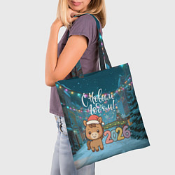 Сумка-шопер Новогодняя лошадка 2026 год, цвет: 3D-принт — фото 2