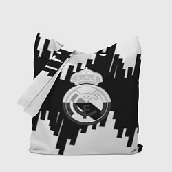 Сумка-шопер Реал Мадрид белая геометрия, цвет: 3D-принт