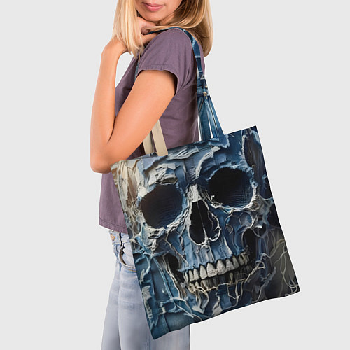 Сумка-шоппер Denim skull - ai art fantasy / 3D-принт – фото 3