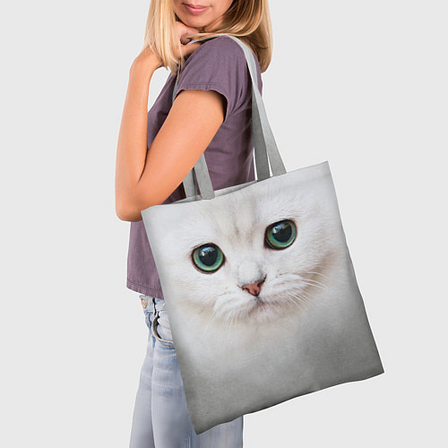 Сумка-шоппер Белый котик / 3D-принт – фото 3