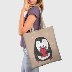 Сумка-шопер Пингвин с подарком, цвет: 3D-принт — фото 2