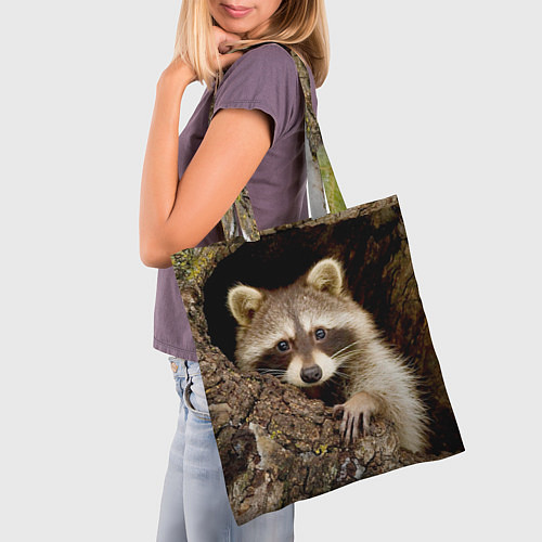 Сумка-шоппер Енот в дупле / 3D-принт – фото 3