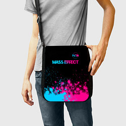 Сумка на плечо Mass Effect - neon gradient: символ сверху, цвет: 3D-принт — фото 2