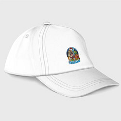 Бейсболка Рождественский мопс, цвет: белый