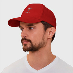 Бейсболка Tesla Logo Тесла Логотип, цвет: красный