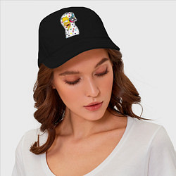Бейсболка Гомер Симпсон в звёздном балахоне и в наушниках, цвет: черный — фото 2