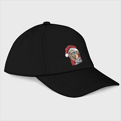 Бейсболка Pug merry christmas, цвет: черный