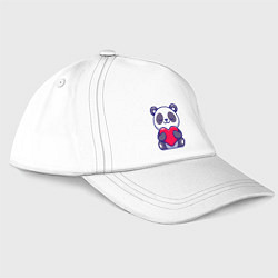 Бейсболка Панда и сердечко, цвет: белый