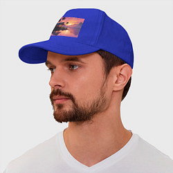 Бейсболка Домик на берегу закат, цвет: синий — фото 2