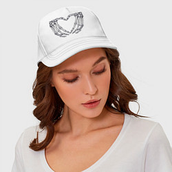 Бейсболка Сердечко из костей, цвет: белый — фото 2