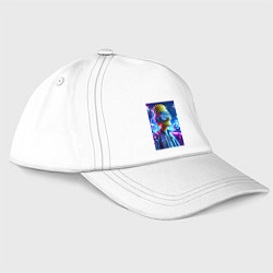 Бейсболка Cyber Bart - ai art neon, цвет: белый