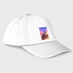 Бейсболка Ёж Соник на ржавом ретро мотоцикле в пустыне