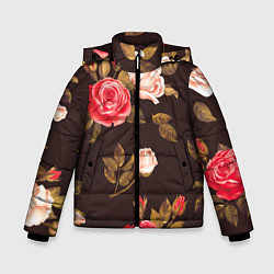 Куртка зимняя для мальчика Мотив из роз, цвет: 3D-черный