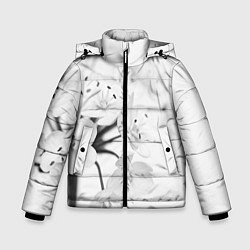 Куртка зимняя для мальчика Белая сакура, цвет: 3D-черный