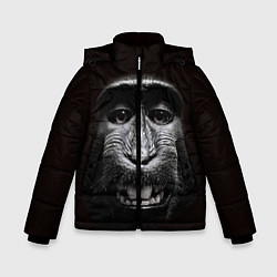 Куртка зимняя для мальчика Улыбка обезьяны, цвет: 3D-черный