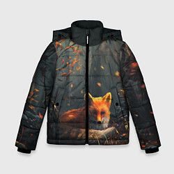 Куртка зимняя для мальчика Лисица в лесу, цвет: 3D-черный