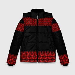 Куртка зимняя для мальчика Славянский орнамент (на чёрном), цвет: 3D-черный