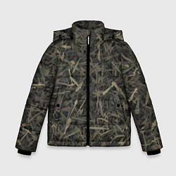 Куртка зимняя для мальчика Камуфляж с холодным оружием, цвет: 3D-черный