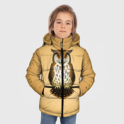Куртка зимняя для мальчика Сова на ветке, цвет: 3D-черный — фото 2