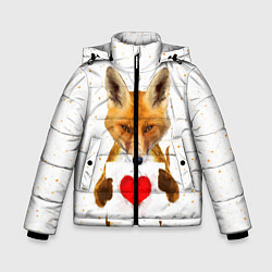 Куртка зимняя для мальчика Влюбленная лиса, цвет: 3D-светло-серый