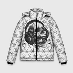 Куртка зимняя для мальчика Череп меломана, цвет: 3D-черный
