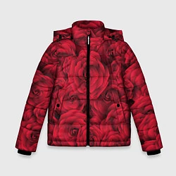 Куртка зимняя для мальчика Красные розы, цвет: 3D-черный