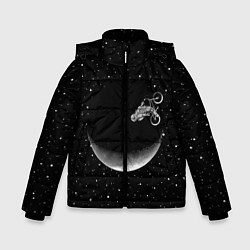 Куртка зимняя для мальчика Астронавт байкер, цвет: 3D-черный