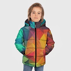 Куртка зимняя для мальчика Цветные полигоны, цвет: 3D-черный — фото 2