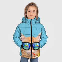Куртка зимняя для мальчика Киса на отдыхе, цвет: 3D-светло-серый — фото 2