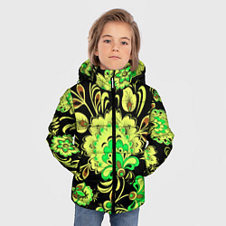 Куртка зимняя для мальчика Хохлома: черный и салатовый, цвет: 3D-черный — фото 2