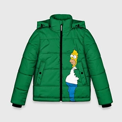 Куртка зимняя для мальчика Гомер в кустах, цвет: 3D-черный