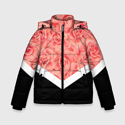 Куртка зимняя для мальчика Розовые розы, цвет: 3D-красный