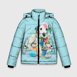 Куртка зимняя для мальчика Юный художник, цвет: 3D-черный