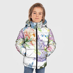 Куртка зимняя для мальчика Сирень и Пионы, цвет: 3D-черный — фото 2