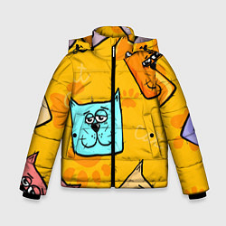 Куртка зимняя для мальчика Котики, цвет: 3D-светло-серый