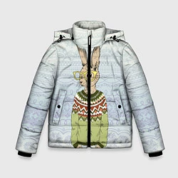 Куртка зимняя для мальчика Кролик хипстер, цвет: 3D-черный