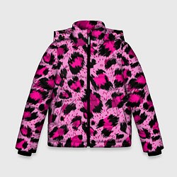 Куртка зимняя для мальчика Розовый леопард, цвет: 3D-черный