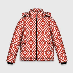 Куртка зимняя для мальчика Обережная вышивка, цвет: 3D-красный