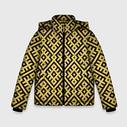 Куртка зимняя для мальчика Обережная вышивка, цвет: 3D-черный