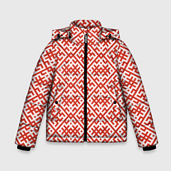 Куртка зимняя для мальчика Духобор: Обережная вышивка, цвет: 3D-красный