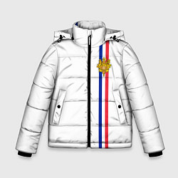 Куртка зимняя для мальчика Франция: лента с гербом, цвет: 3D-светло-серый